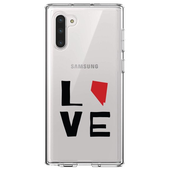 DistinctInk Clear Shockproof Hybrid Case for Samsung Galaxy Note 10 (6.3" Screen) - TPU Bumper Acrylic Back Tempered Glass Screen Protector - Nevada - Love Black & Red
