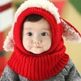 thumbnail image 1 of Gorro de punto cálido para bebé, gorro con capucha y cuello de oveja, gorros de cordero bonitos para niños pequeños, color rojo Rojo Verde MX-0128198FYD, 1 of 4