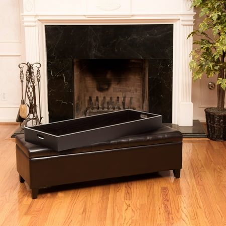 Kasper Brown Leather Storage Ottoman With Tray - Walmart.com ... Kasper Brown Leather Storage Ottoman with Tray - Kasper Brown Leather Storage Ottoman With Tray - Walmart.com