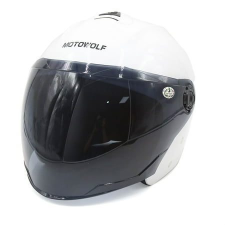 White Abs Plastic Motorcycle Safety Half Helmet W Black Full