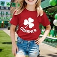 thumbnail image 2 of Boys Girls St Patricks Day Shirt Toddler Kids Irish Shamrock Clover T-Shirt Short Sleeve Tee Top 1-13 Yearsï¼Red,150), 2 of 4