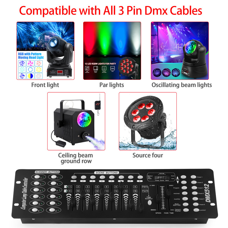 192 DMX 512 Stage DJ Light Controller Lighting Mixer Board Console for