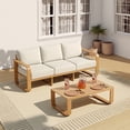 thumbnail image 3 of ReNest Outdoor Patio Coffee Table, Rustproof All-Aluminum Wood-Grain Frame, Weather-Resistant, Cream, 3 of 7