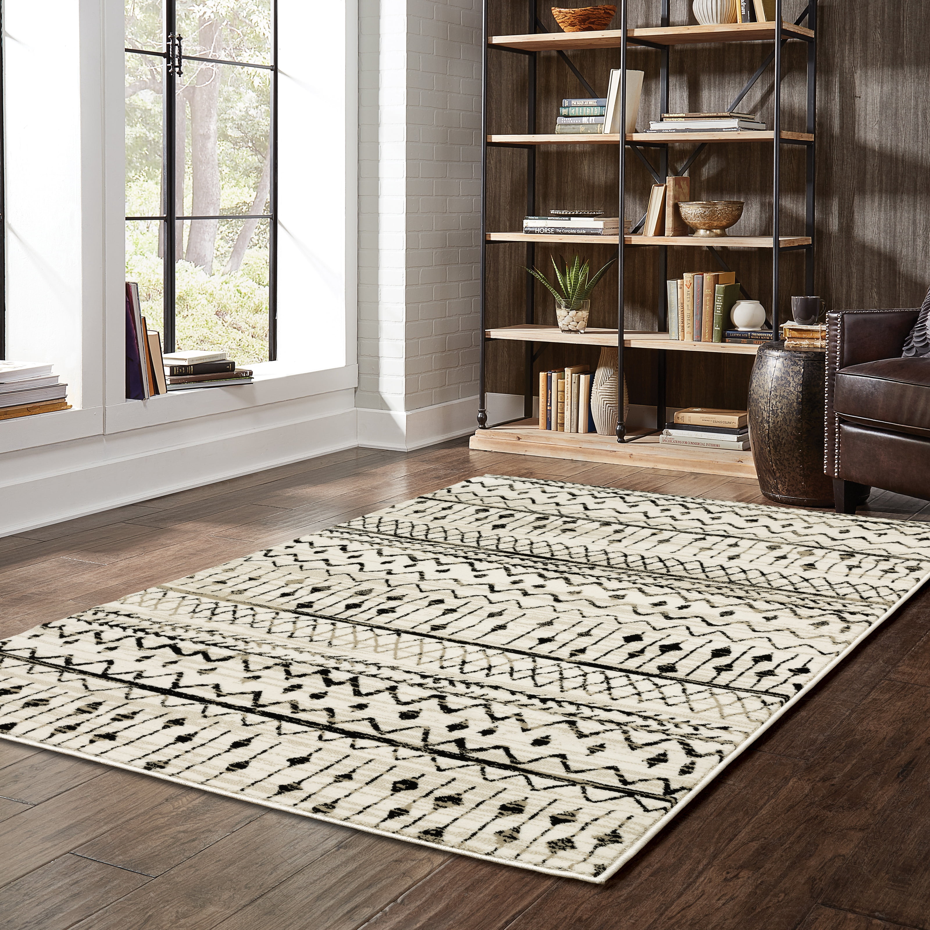 Avalon Home Gracie Southwest Lodge Area Rug, 3'10" X 5'5", Ivory/ Black
