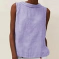thumbnail image 1 of VKOYWKM Cotton Linen Tank Tops for Women Loose Fit Crew Neck Sleeveless Tops Solid Color Basic Tees Soft Lightweight Casual Tank Tops, 1 of 6