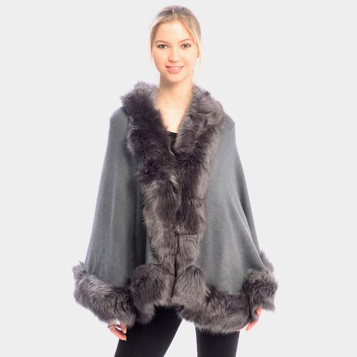 Fur Collar Poncho