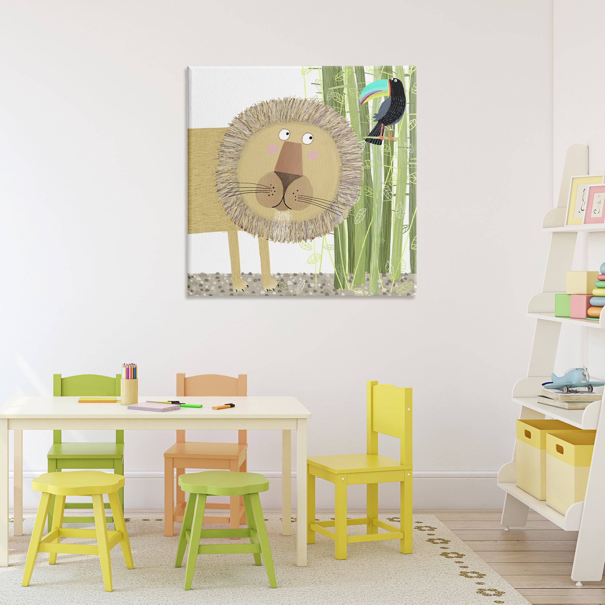 Stupell Industries Lion with Bamboo Trees & Toucan Canvas Wall Art, design by Carla Daly