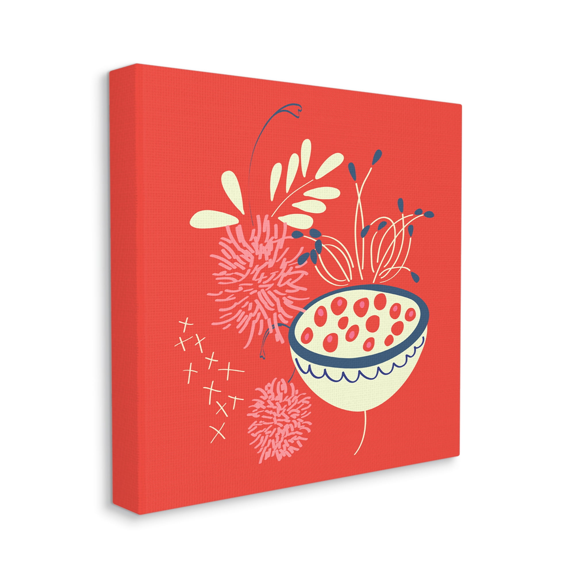 Stupell Industries Red Botanical Seeds Botanical & Floral Painting Gallery Wrapped Canvas Art Print Wall Art, 30 x 30