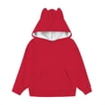 thumbnail image 4 of LIJCC Boys Girls Kids Hoodie Sweatshirt Cute Ear Long Sleeve Solid Gradient Color Sweatshirts Baggy Pullover Top with Pockets(Red,5-6 Years), 4 of 4