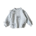 thumbnail image 2 of GiLiling Girls Round Neck Knitted Sweater with Cute Bow Decor, Solid Color Long Sleeve Pullover Top, Casual Knitwear for Kids Fall Winter School Outfits (Grey, 6-7 Years), 2 of 8