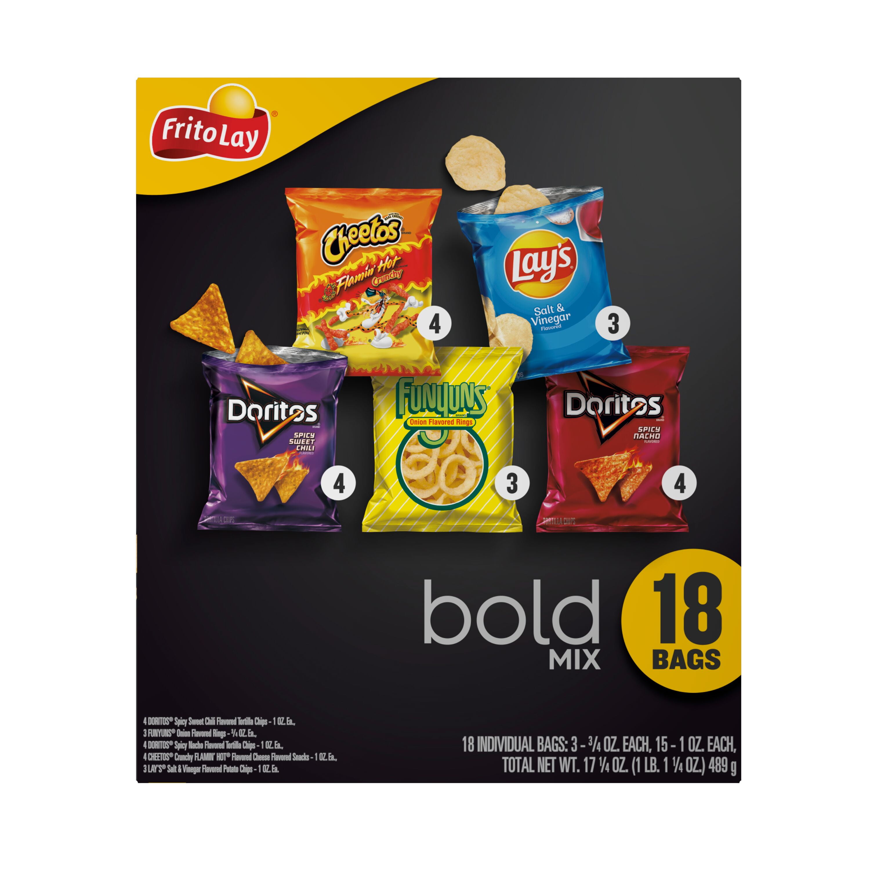Frito Lay Bold Mix Chips Variety Pack, 18 Count