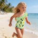 thumbnail image 1 of Odeerbi 1-5 Años Niñas Traje de Baño de Una Sola Pieza Hawaiano de Un Hombro Traje de Baño de Playa Seco Rápido Traje de Baño de Verano, 1 of 9