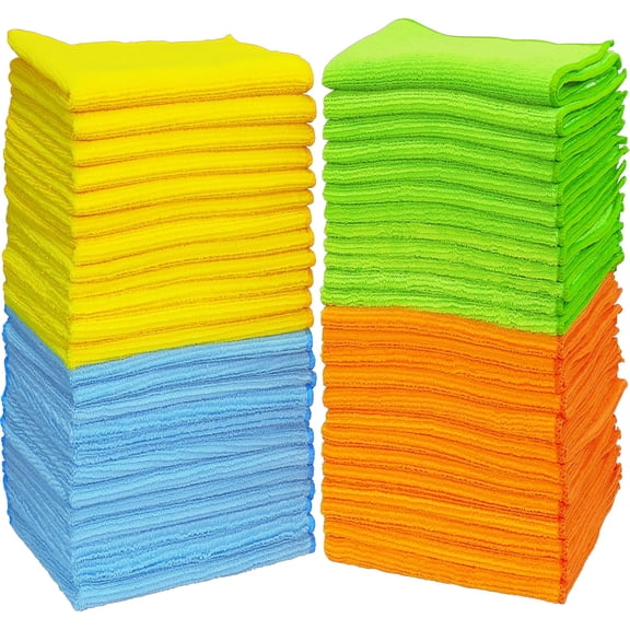 Microfiber Cleaning Cloth 50 Pack, 12" x 16", 4 Colors