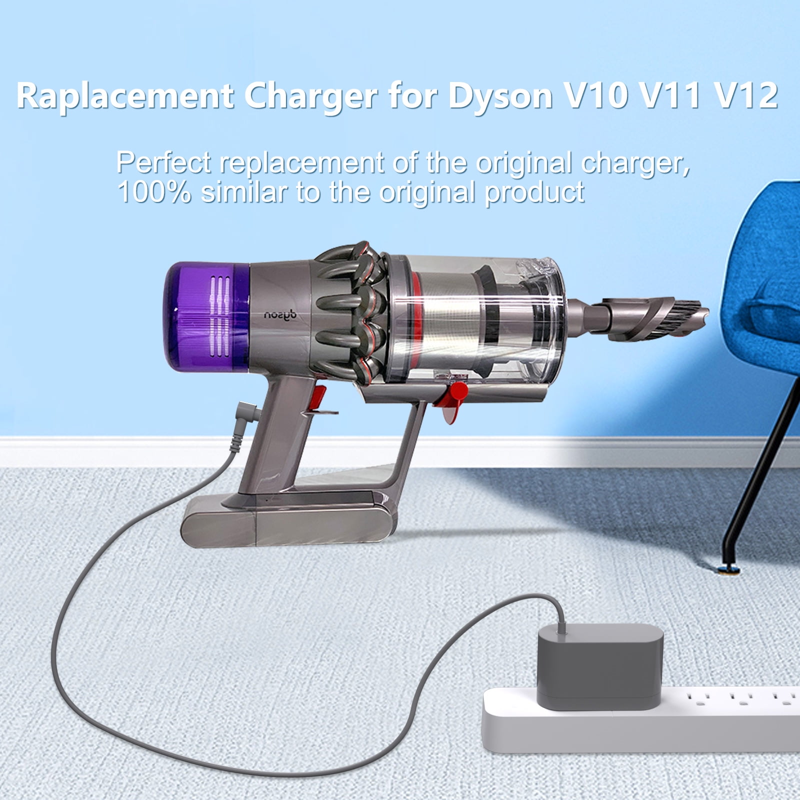 30.45V Replacement for Dyson Vacuum Charger for Dyson V10 V11 V12 V15 SV12 SV14 SV16 SV20 SV22 Absolute Animal Motorhead Cordless Vacuum Power Supply, 6Ft