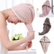 thumbnail image 3 of Toalla de microfibra para secar el cabello con botón, rápida absorción, turbante de secado rápido para mujer, color rosa., 3 of 5
