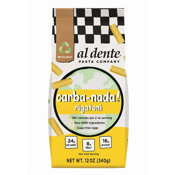 Pack of 8, Al Dente Carba-Nada Rigatoni Pasta, 12 oz