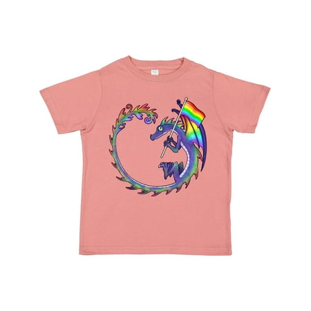 

Inktastic LGBTQ Rainbow Dragon with Pride Flag Gift Toddler Boy or Toddler Girl T-Shirt