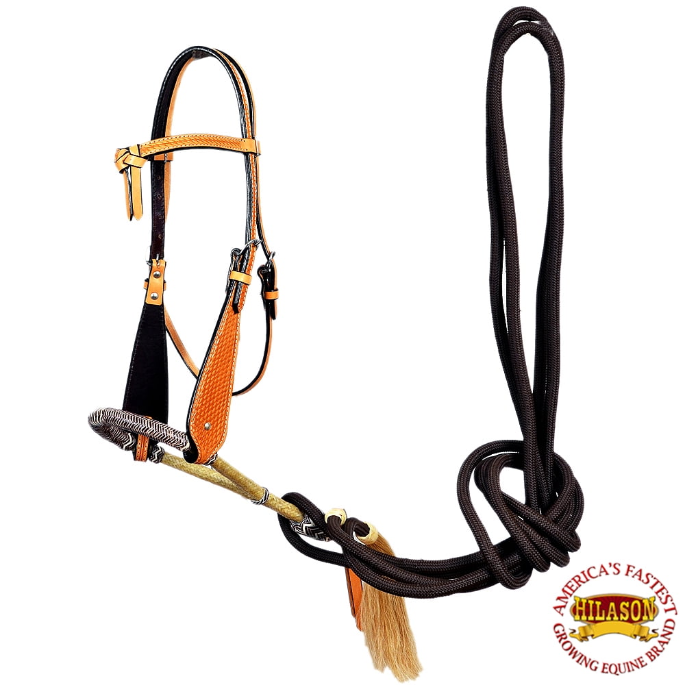 Western Horse Headstall Tack Bridle American Leather Bitless Rein