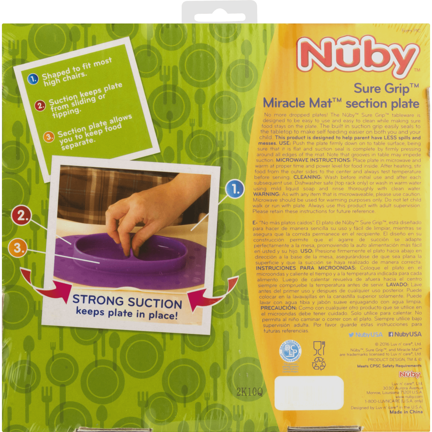 Nuby Sure Grip Silicone Miracle Mat Section Plate, Colors May Vary