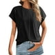 thumbnail image 1 of Top de mujer para primavera-verano de color liso, cuello redondo, mangas casquillo y pliegues laterales, 1 of 5