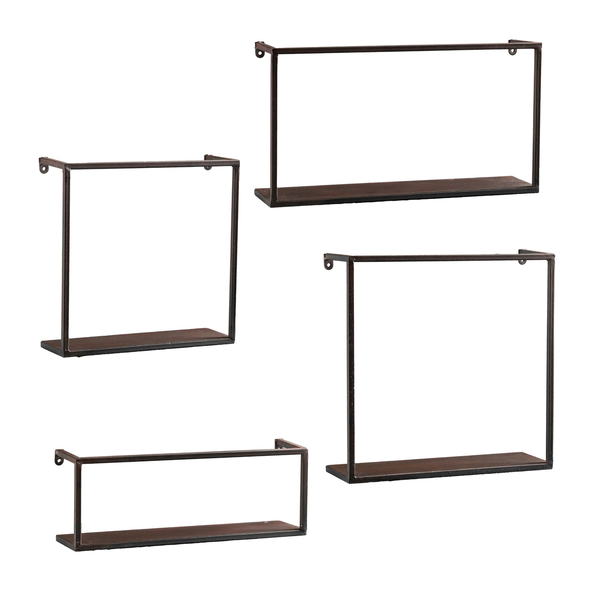 Set of 4 Black Solid Rustic Contemporary Wall Shelves 18"