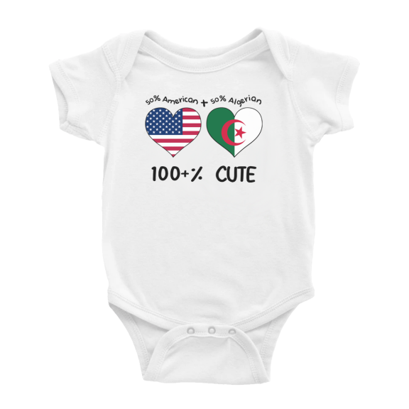 50% Algerian + 50% American = 100+% Cute Baby Jumpsuits (White, 0-3 Months)