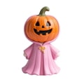 thumbnail image 3 of Fall and Halloween Decor, Cute Halloween Decor, Pink Ghost Decor, Pastel Halloween Decor, 5X3 Inch Smiling Jack-O'-Lantern Pumpkin Head Pink Hooded Ghost Resin Ornament, Halloween, 3 of 6