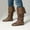 Brown, variant on Viluyesy Womens Slouch Boots, Round Toe Pull-On Low Heels Fall Winter Fashion Mid Calf Boots Brown