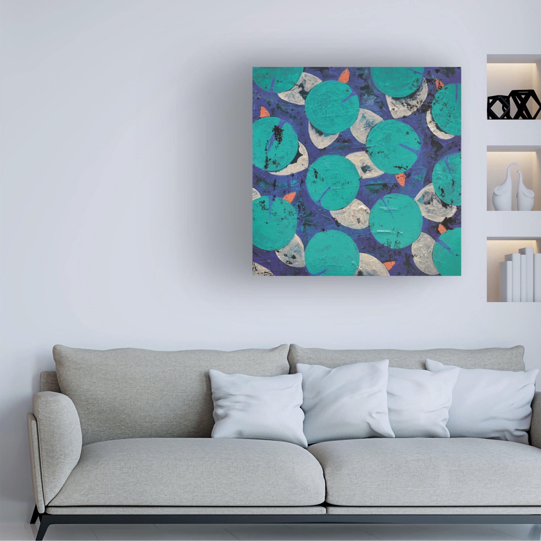 Canvas Wall Art - Nicole Dietz 'Lilypads' Wall Art for Living Room, Bedroom, or Office Décor by Trademark Fine Art - 35 x 35 Inches