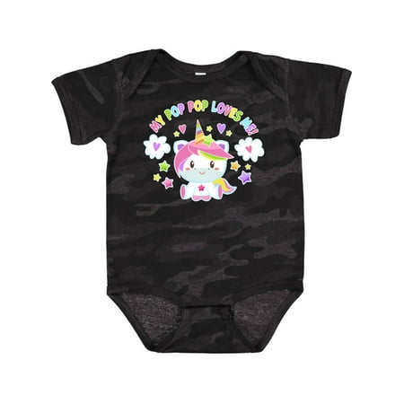 

Inktastic My Pop Pop Loves Me with Cute Rainbow Unicorn Gift Baby Boy or Baby Girl Bodysuit