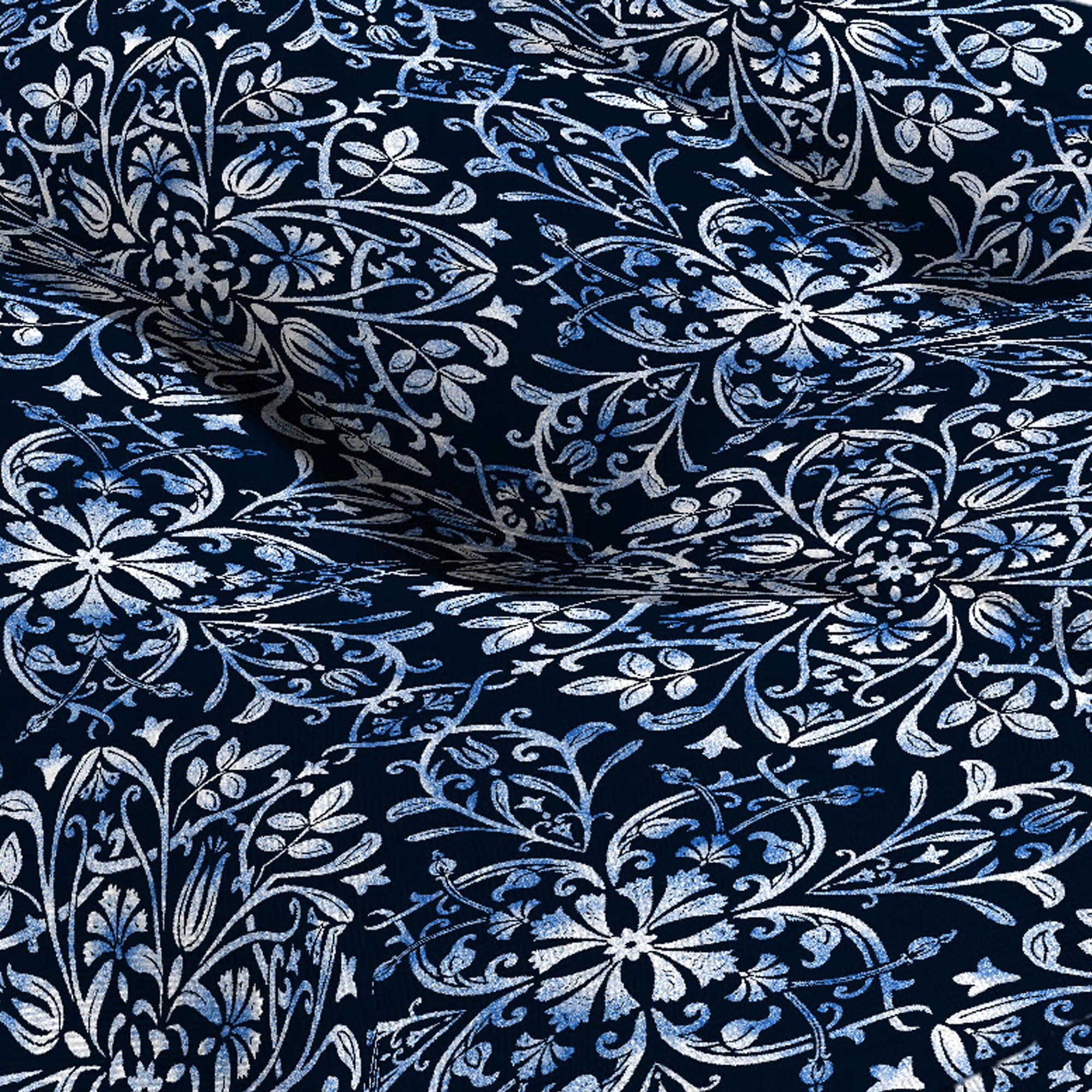 Jordan Manufacturing 18" x 18" Dresden Midnight Navy Damask Square Tufted Contoured Outdoor Wicker Seat Cushion (2 Pack)