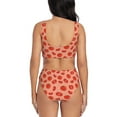 thumbnail image 3 of Kdxio Tomato Print Women's 2 Piece High Waisted Wrap Spaghetti Strap Summer Swimsuit Bikini Set-X-Large, 3 of 7