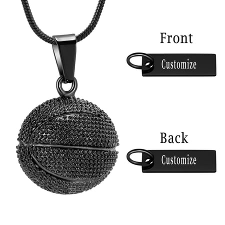 Simulated Birthstone Basketball Cremation Jewelry for Ashes Stainless Steel Pendant Locket Keepsake Memorial Urn Necklace for Women Men