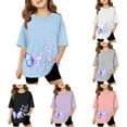 thumbnail image 2 of MUXiin Birthday Shirt Girl,Girl's Butterfly Print Crew Neck T Shirt Short Sleeve Casual Cute Tee Top for 4-5 Years, 2 of 6