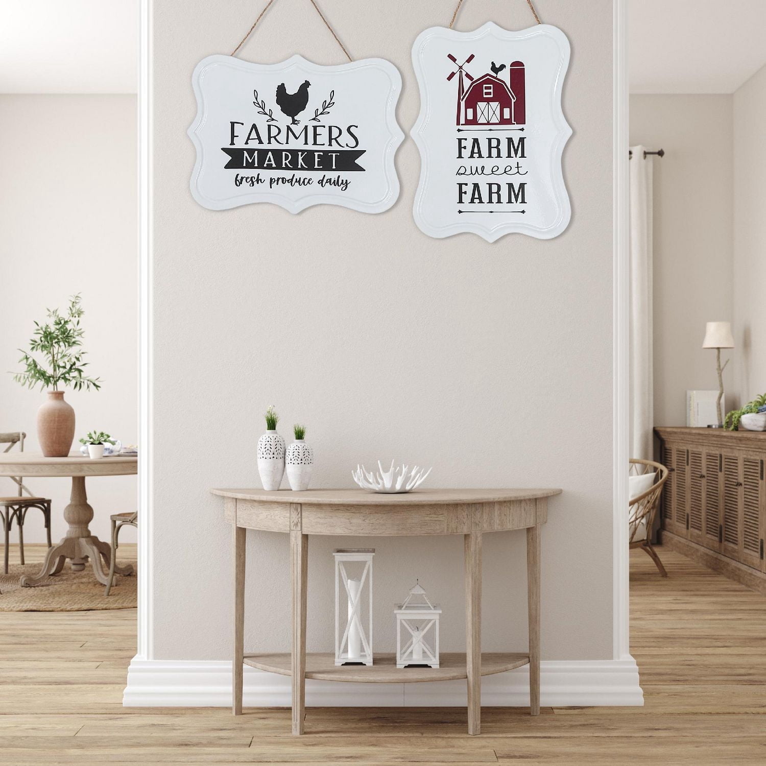 IH Casa Decor Suspendu Metal Sign Farm Sweet Farm / Farmer'S Market Asstd - Ensemble De 2