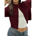thumbnail image 3 of Women'S Button Up Crew Neck Cardigan Long Sleeve Knitted Sweater Outwear Wine Red M, 3 of 7