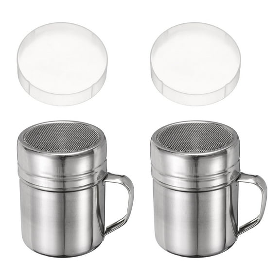 Uxcell 2pcs Salt Dredge Shakers 10 Ounce Stainless Steel Spice Shakers