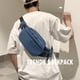 thumbnail image 3 of Hukapapa Riñonera cruzada para hombre, riñonera impermeable grande, riñonera de moda para el pecho, azul marino, 3 of 6