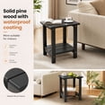 thumbnail image 7 of Ayaya 2-Tier Side Table, Solid Wood Indoor Bedside Table for Small Spaces, Living Room Bedroom Home Office, Black, 7 of 7