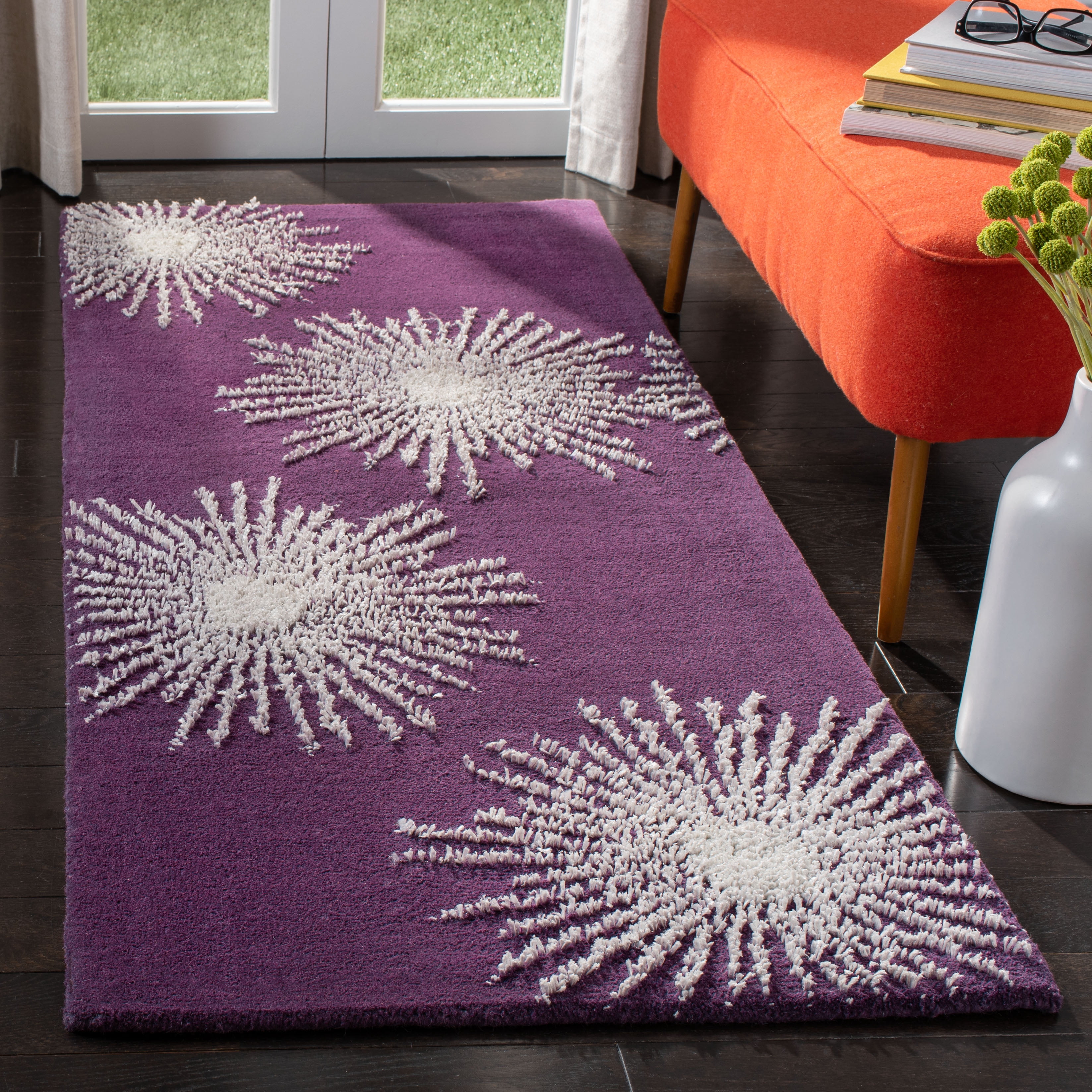 SAFAVIEH Soho Fiesta Geometric Runner Rug, Purple/Ivory, 2'6" x 6'