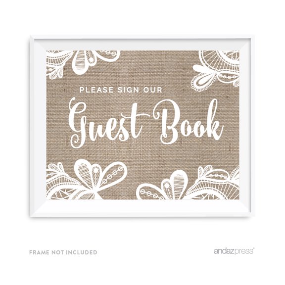 Sign Our Guestbook Burlap Lace Wedding Party Signs