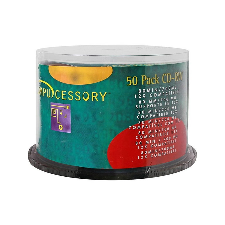 Compucessory CD Rewritable Media - CD-RW - 12x - 700 MB - 50 Pack - 120mm - 1.33 Hour Maximum Recording Time Compucessory CD Rewritable Media - CD-RW - 12x - 700 MB - 50 Pack - 120mm - 1.33 Hour Maximum Recording Time