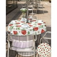 thumbnail image 5 of Outdoor Tablecloth with Umbrella Hole & Zipper, Strawberry Round Tablecloth 60 Inch, Spring Floral Summer Botanical Green Patio Table Cover Waterproof Table Cloth for Picnic/Party, 5 of 6