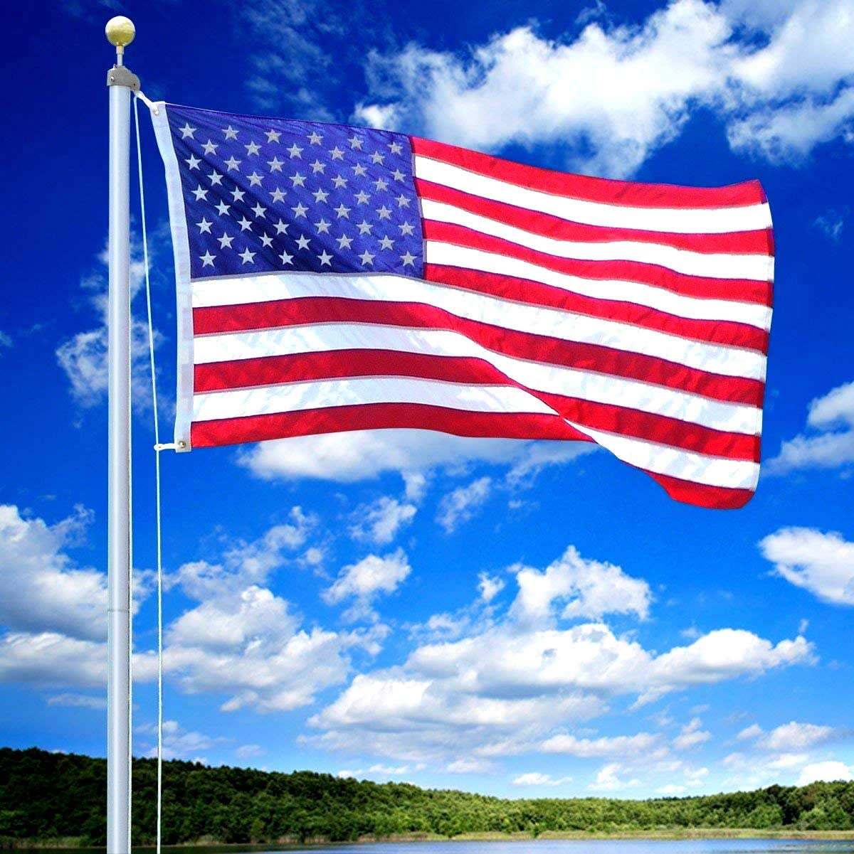 Durable American USA US Flag 4x6 Embroidered Stars Sewn Stripes Longest Lasting Us Flag Made from Oxford Nylon Indoor with Brass Grommets