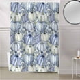 thumbnail image 5 of Fabric Shower Curtain Fall Thanksgiving Blue Pumpkin Eucalyptus Leaves Shower Curtains with 12 Hooks Waterproof Machine Washable Bath Curtains for Bathroom, 54 x 78in, 5 of 6