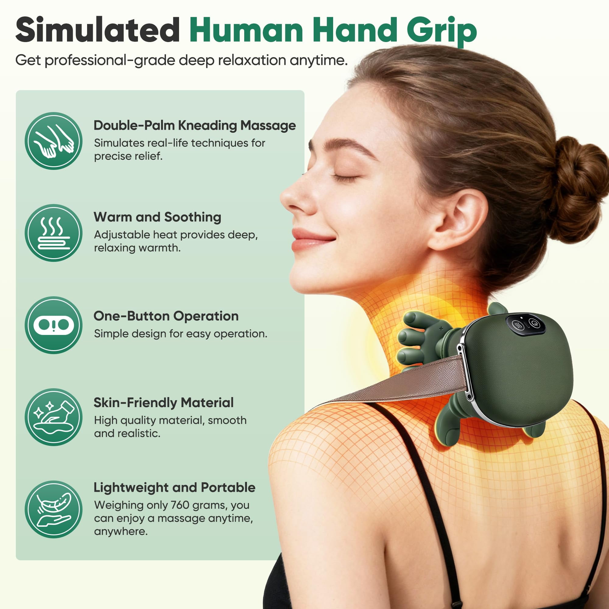 Wireless Bionic Finger Neck Shoulder Massager Kneading Shawl Brushless Motor Rechargeable Deep Massage For Home Office Travel Us