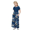 thumbnail image 2 of Fatuov Floral Print Summer Dress for Big Girls Loose Fit Beach Long Dress with Pocket Crew Neck Sundress for Party Size 5 Years, 2 of 5