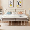 thumbnail image 3 of Taomika White King Size Modern Metal Platform Bed, 3 of 9