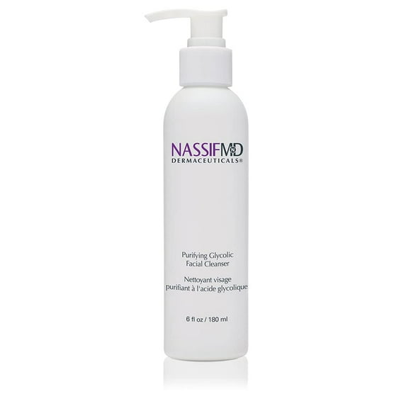 NassifMD Glycolic Acid Face Wash, Hydrating Facial Cleanser, Anti aging Face Wash, Glycolic cleanser for Face for Wrinkles and Fine Lines, Evens Skin Tone, Glycolic Face Wash