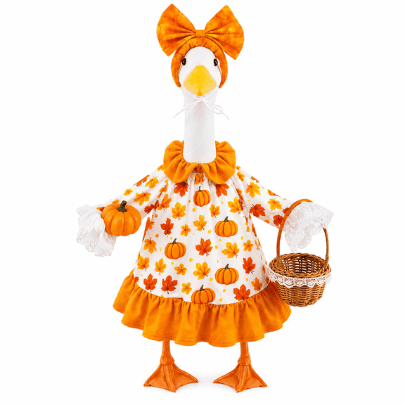 Halloween Porch Goose Outfits 23 Inch Thanksgiving Pumpkin Dress Maple Leaf Basket